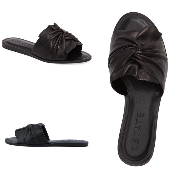 1. State Shoes - 1. STATE Chevonn Open Toe Black Slides Sandal